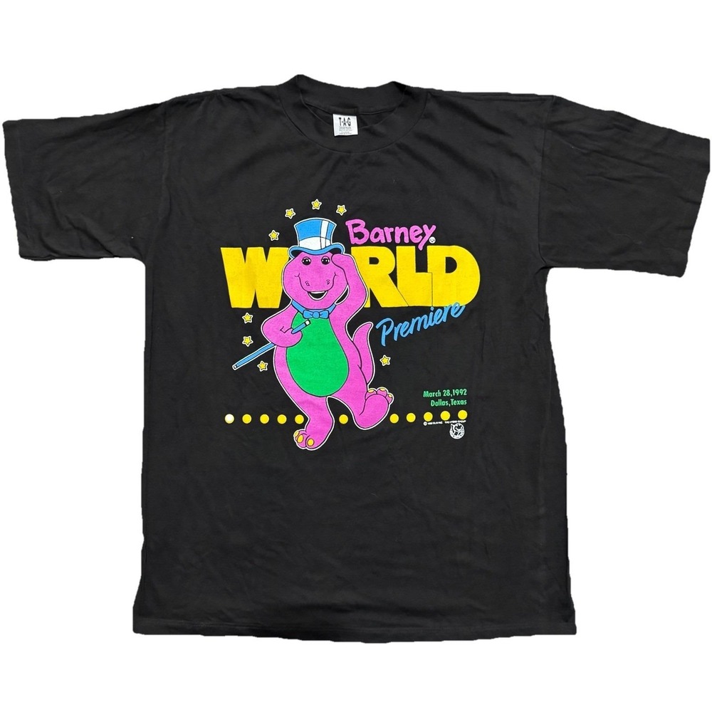Vintage 90s Barney World Premiere Adult T Shirt XL Single Stitch 1992 Lyons NOS‎